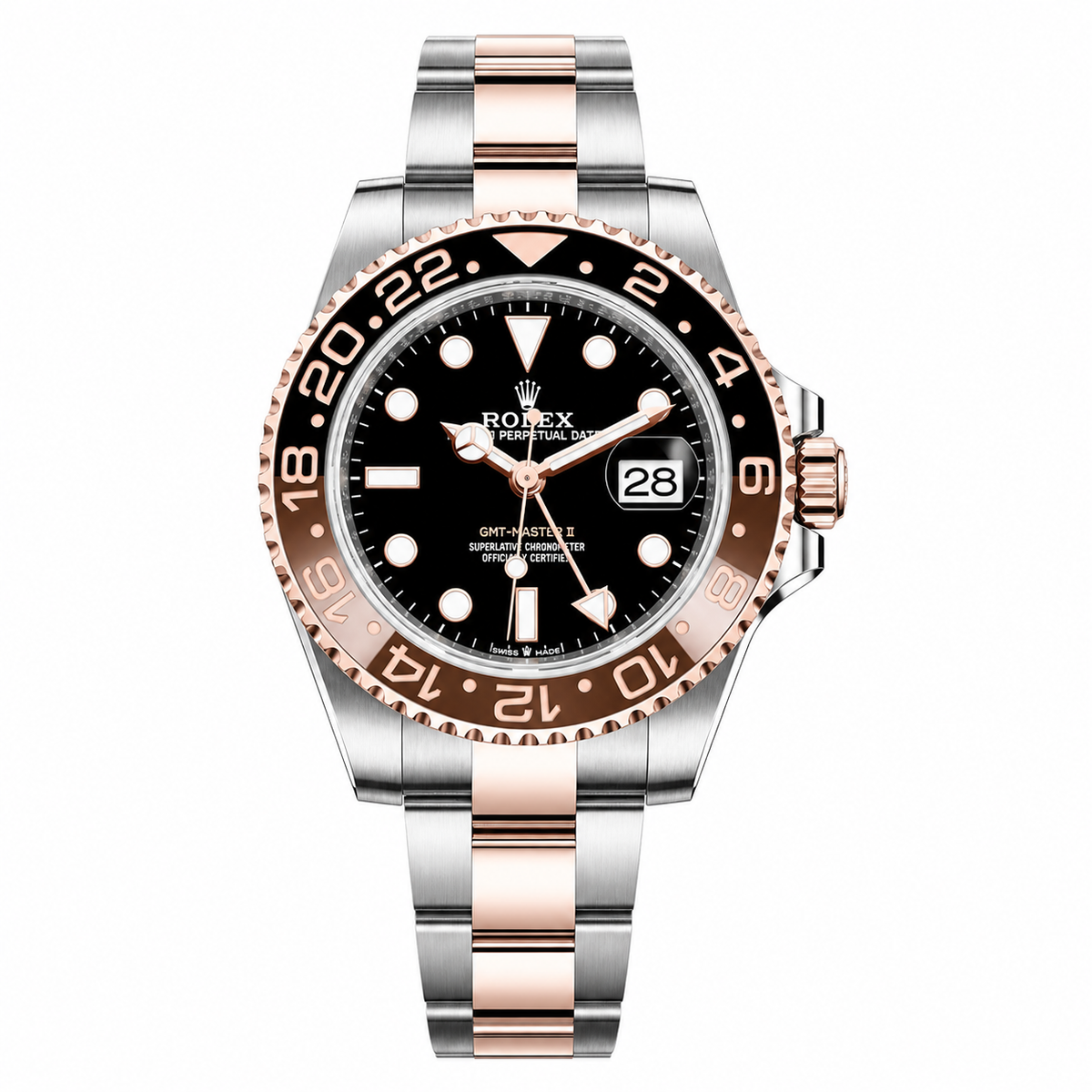 Rolex GMT-Master II Two Tone Rose Gold — Black Dial