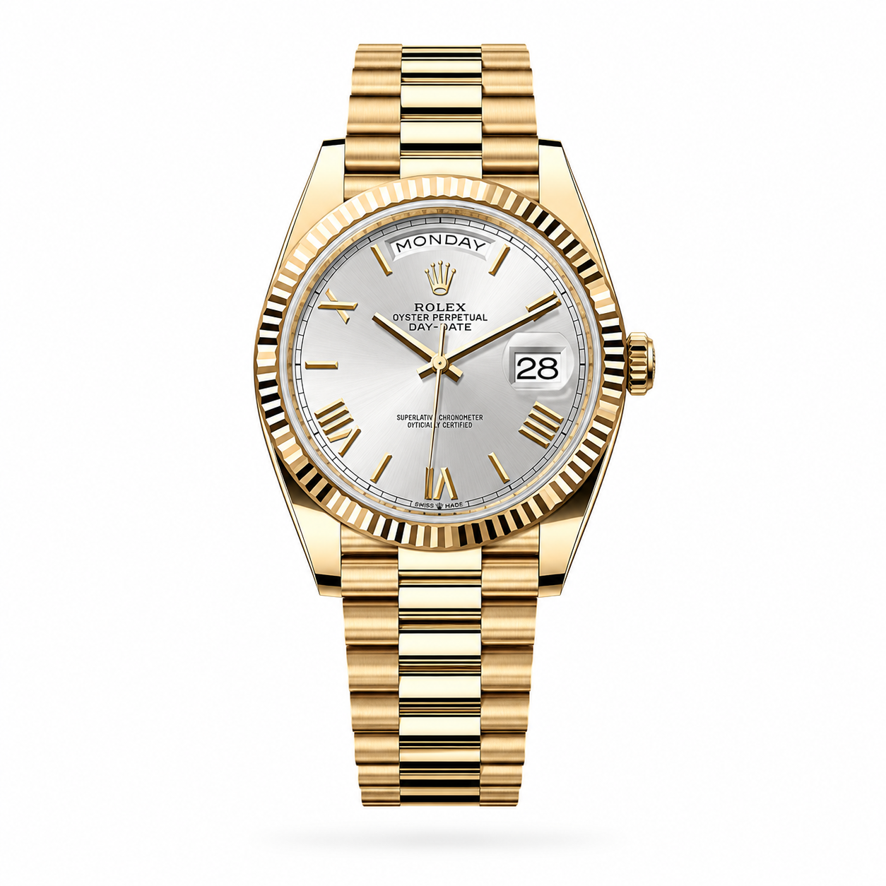 Rolex Day-Date Fluted "Silver Roman"