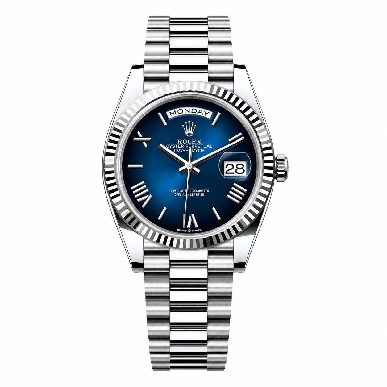 Rolex Day-Date Fluted "Blue Sunray"