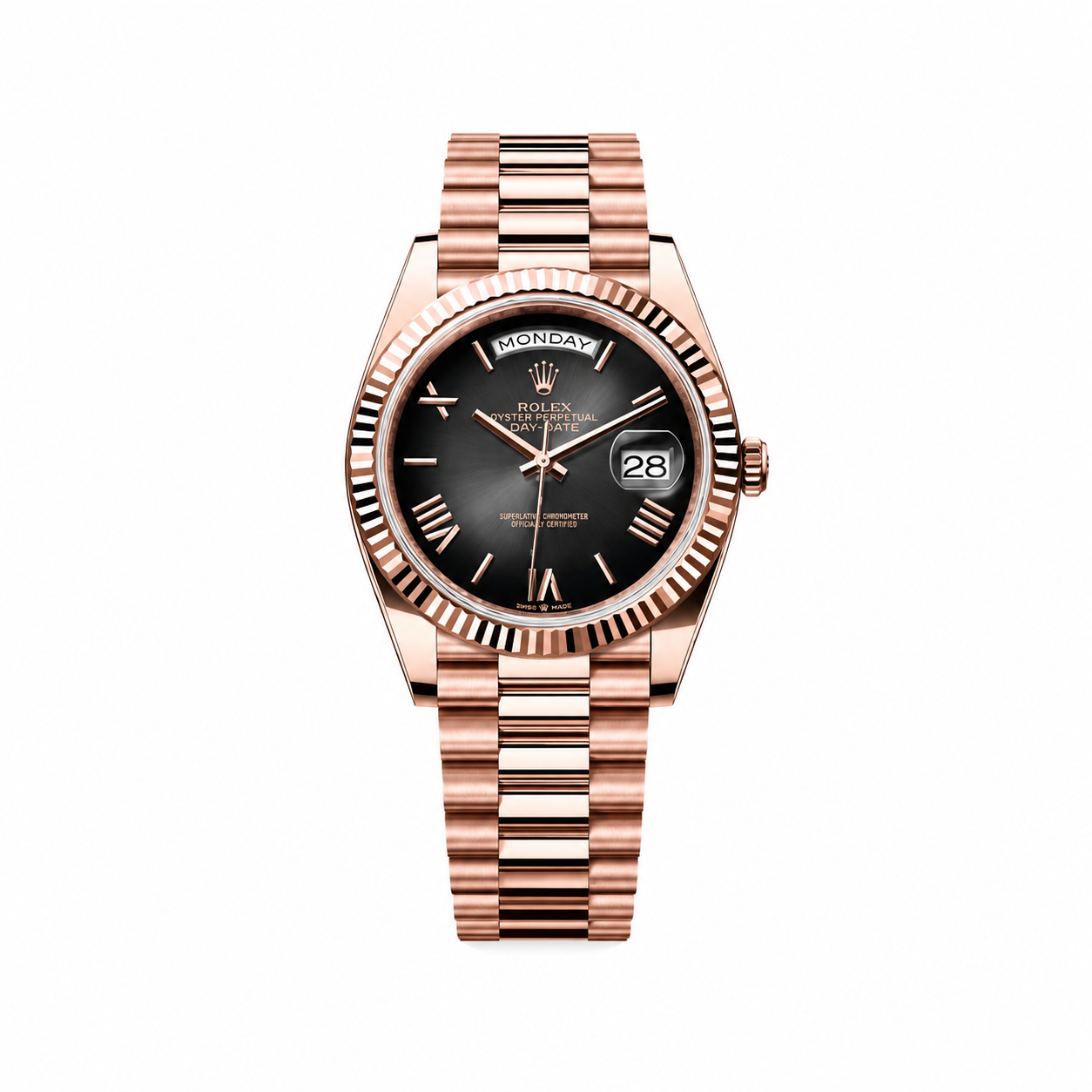 Rolex Day-Date Fluted "Rose Gold Black"