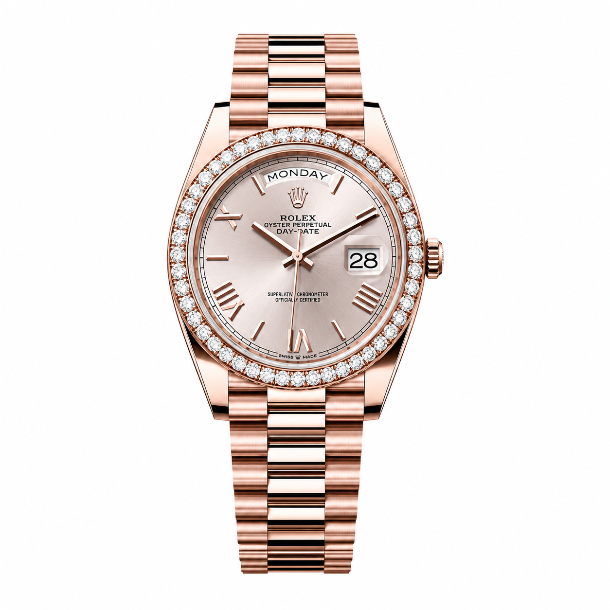Rolex Day-Date Diamond "Rose Gold Sundust Roman"