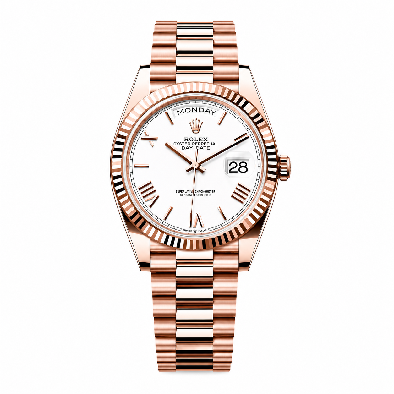 Rolex Day-Date Fluted "Rose Gold White"