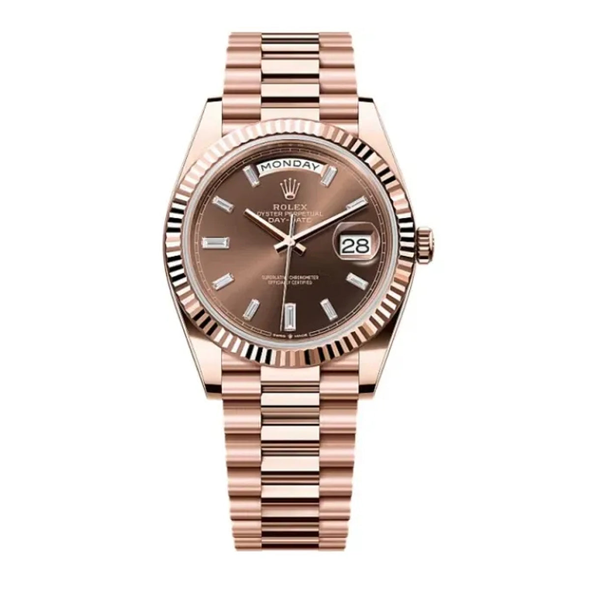 Rolex Day-Date 40 Rose Gold — Chocolate Dial